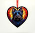 Cairn Terrier Black Stained Glass Effect Heart Suncatcher